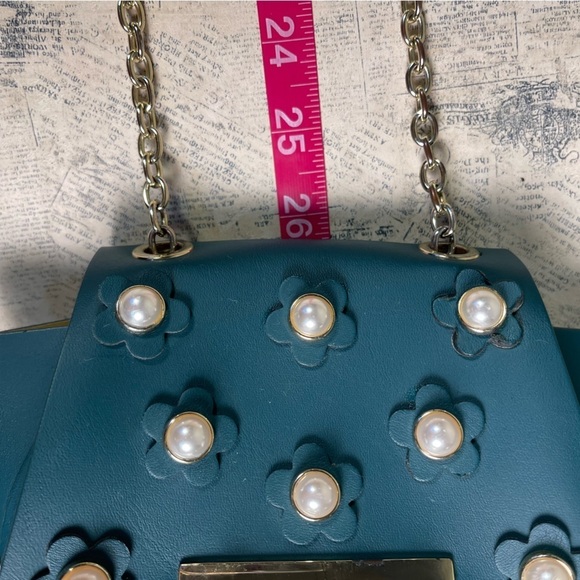 ZAC Zac Posen Eartha Iconic Mini Chain LEATHER floral purse - Picture 13 of 15
